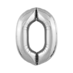 AG Шар (32''/81 см) Цифра, 0, Серебро, 1 шт. в упак.