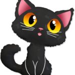 FM Шар (36''/91 см) Фигура, Котенок, Черный, 1 шт.