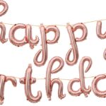 К Набор шаров-букв (17''/43 см) Мини-Надпись "Happy Birthday" (курсив), Розовое Золото, 1 шт. в уп.
