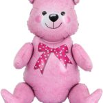К Шар 3D (22''/56 см) Фигура, Сидячий мишка, Розовый, 1 шт. в уп.