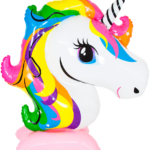 К Шар 3D (55''/140 см) Фигура на подставке, Радужный единорог, Розовый, 1 шт. в уп.