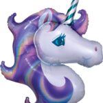 К Шар с клапаном (15''/38 см) Мини-фигура, Голова, Нежный Единорог, Сиреневый, 1 шт.