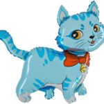FM Шар (13''/33 см) Мини-фигура, Милый котенок, Голубой, 1 шт.