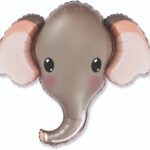 FM Шар (12''/30 см) Мини-фигура, Голова, Милый Слоник, Серый, 1 шт.