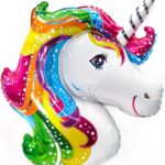 FM Шар (15''/38 см) Мини-фигура, Голова, Радужный Единорог, 1 шт.