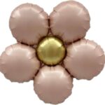 К Шар (18''/46 см) Цветок, Ромашка (надув воздухом), Розовый, Сатин, 1 шт.