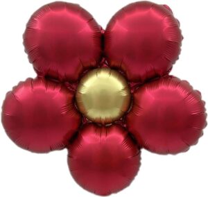 К Шар (18''/46 см) Цветок, Ромашка (надув воздухом), Красный, Сатин, 1 шт.