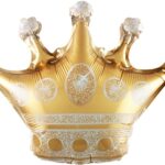 К Шар с клапаном (12''/30 см) Мини-фигура, Корона, Золото, 1 шт.