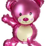 К Шар с клапаном (14''/36 см) Мини-фигура, Плюшевый мишка, Розовый, 1 шт.