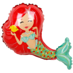 К Шар с клапаном (14''/36 см) Мини-фигура, Русалочка c красными волосами, 1 шт.