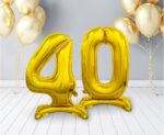 К Шар (32''/81 см) Цифра, 1 на подставке, Золото, 1 шт. в уп. — изображение 6
