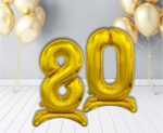 К Шар (32''/81 см) Цифра, 1 на подставке, Золото, 1 шт. в уп. — изображение 10