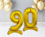 К Шар (32''/81 см) Цифра, 1 на подставке, Золото, 1 шт. в уп. — изображение 11