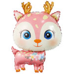 К Шар с клапаном (15''/38 см) Мини-фигура, Олененок, Розовый, 1 шт.