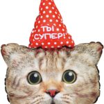 К Шар (32''/81 см) Фигура, Котенок в колпачке, 1 шт. в уп.