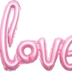 К Шар (41''/104 см) Фигура, Надпись "Love", Розовый, 1 шт.