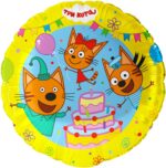 К Шар (18''/46 см) Круг, Три Кота, Сладкий день, 1 шт. в уп.