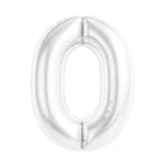 AG Шар (40''/102 см) Цифра, 0 Slim, Белый блеск, 1 шт. в уп.
