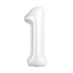 AG Шар (40''/102 см) Цифра, 1 Slim, Белый блеск, 1 шт. в уп.