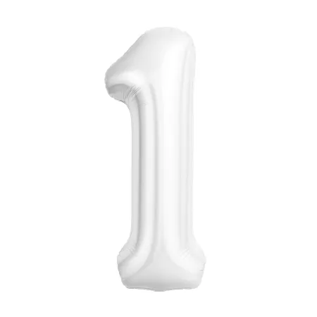 detail_small (1) AG Шар (40''/102 см) Цифра, 1 Slim, Белый блеск, 1 шт. в уп. — изображение 1