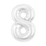 AG Шар (40''/102 см) Цифра, 8 Slim, Белый блеск, 1 шт. в уп.