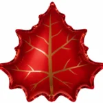K Шар с клапаном (14''/36 см) Мини-фигура, Кленовый лист, Красный, 5 шт. в уп., 24018P5