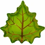 K Шар с клапаном (14''/36 см) Мини-фигура, Кленовый лист, Зеленый, 5 шт. в уп., 24017P5